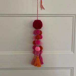 Hand crafted, three strand pom, pom tassel